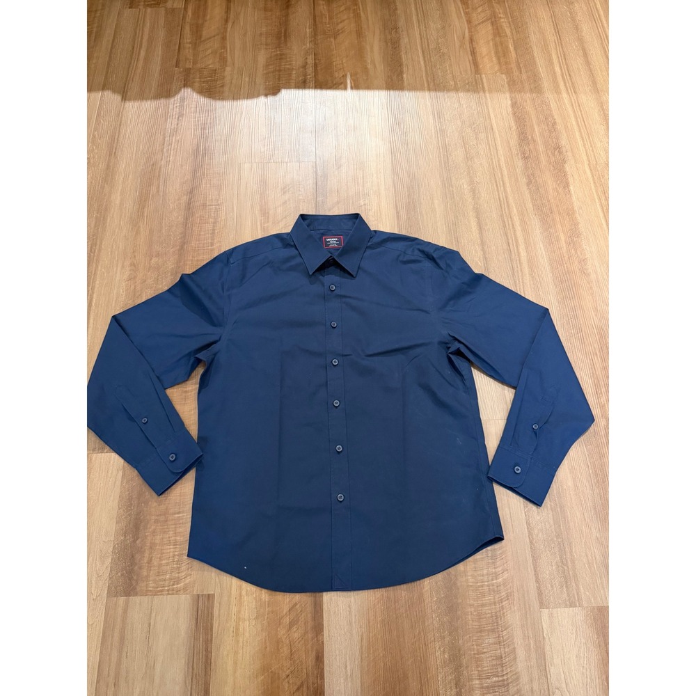 UNTUCKit Button Down Shirt Mens Medium Navy Castello-WF Wrinkle Free Regular Fit